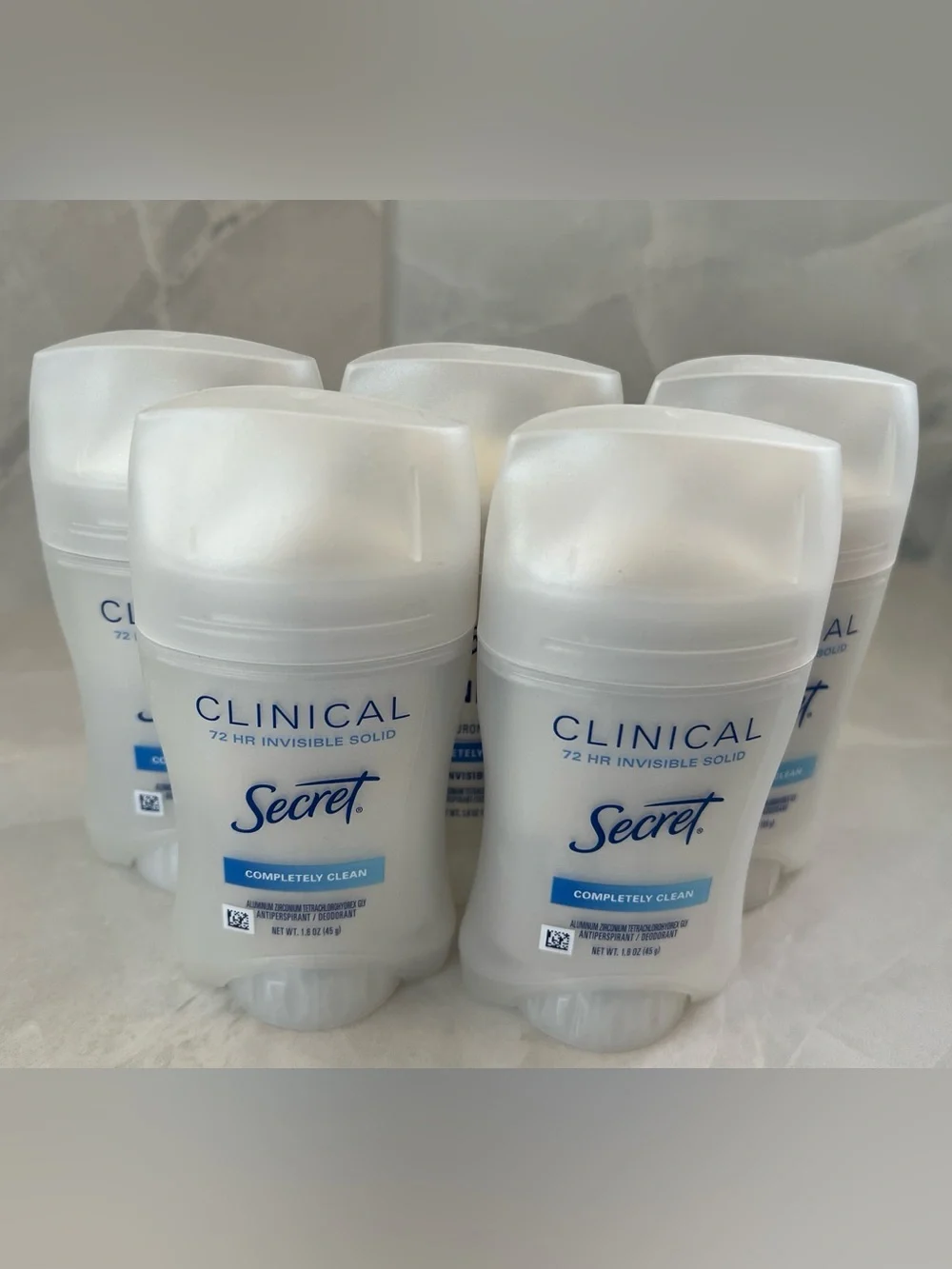 Secret Clinical Invisible Solid Antiperspirant 72-Hr Completely Clean 1.6oz-5ct